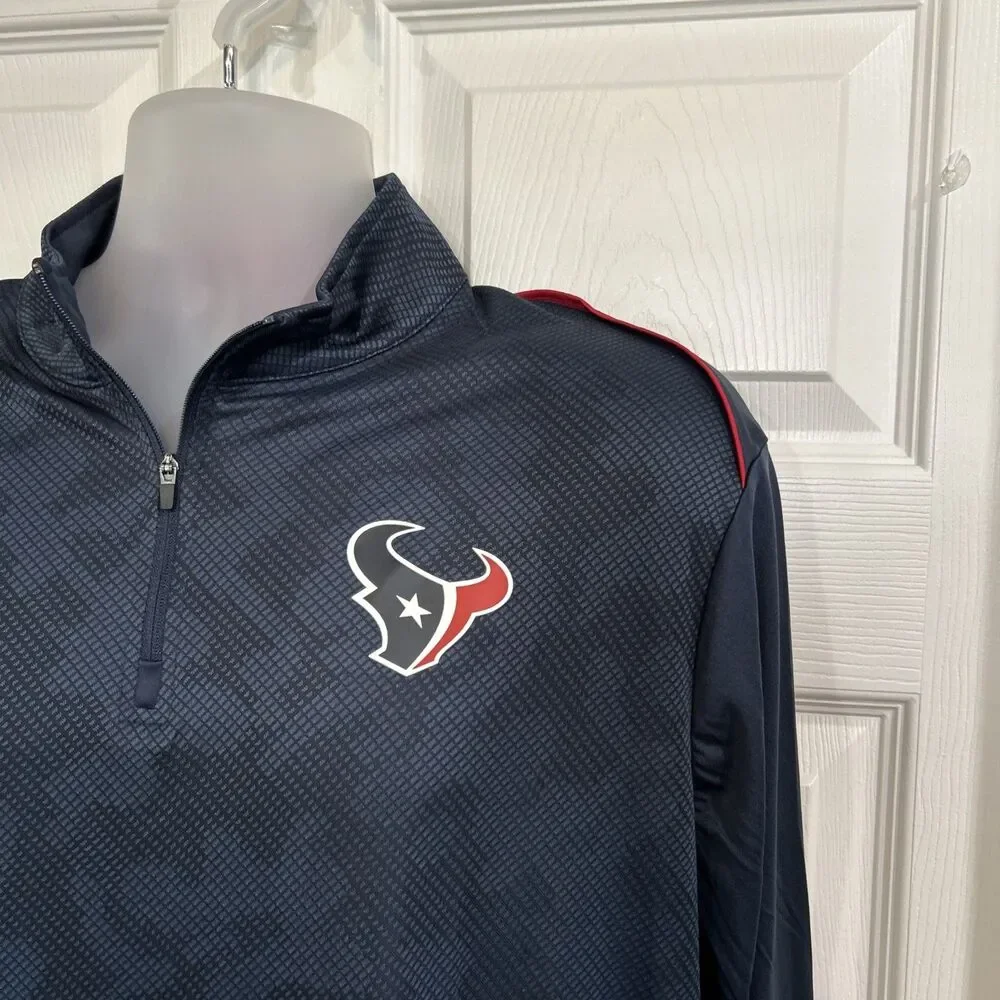 NFL Team Apparel Men's L Houston Texans 1/4 Zip LS Performance Top Shirt